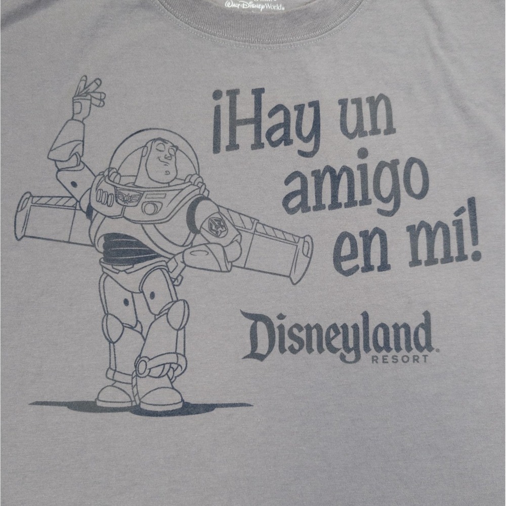 Disney Buzz Lightyear Tee Mens L Gray Graphic Toy Story Short Sleeve Tshirt